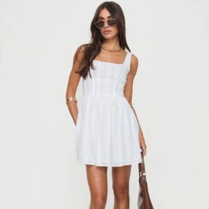 Princess Polly Lorinda Mini Dress White Size 12 NWOT with Zipper